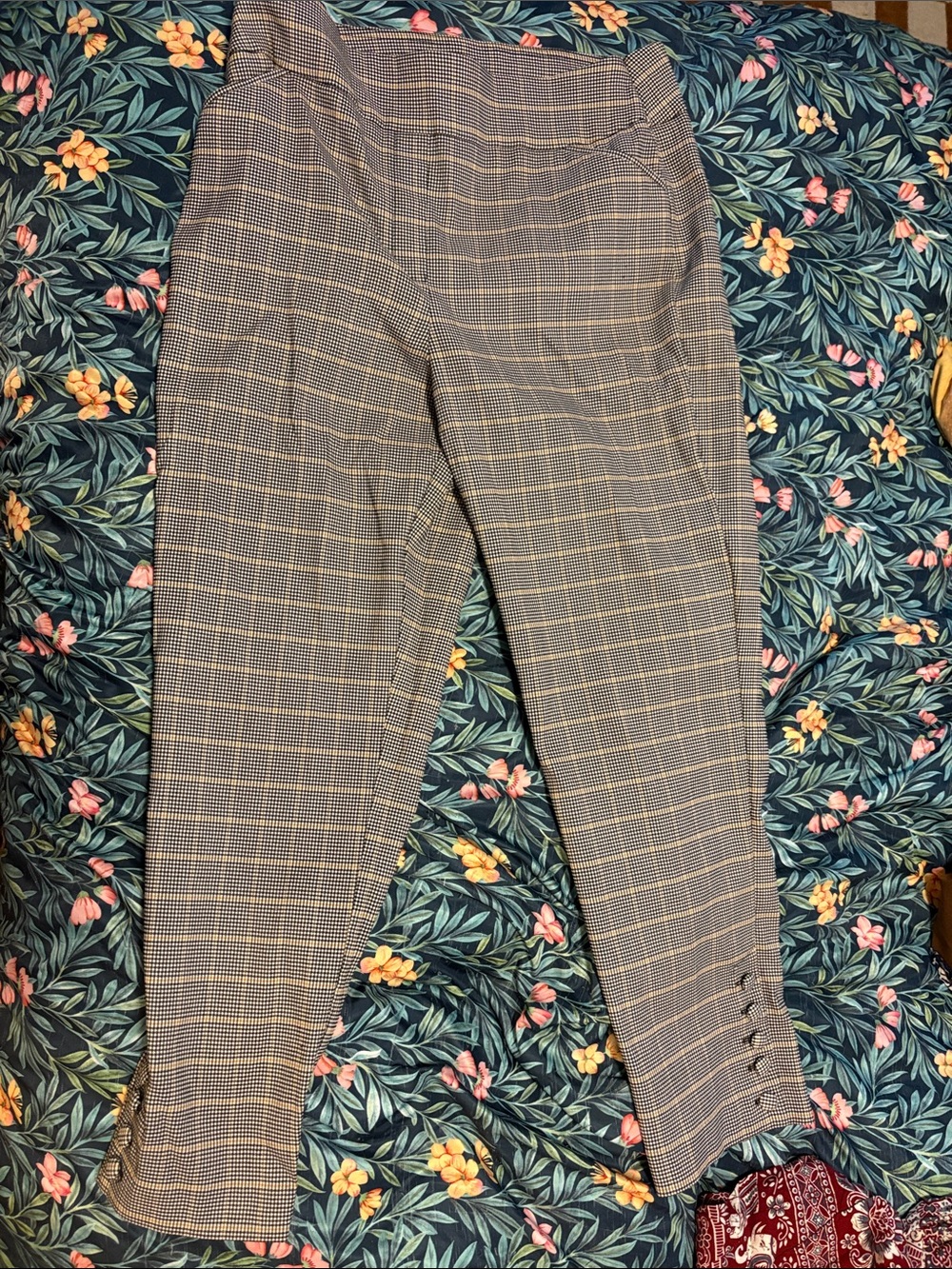 Plaid High-Waist Ankle Pants for Work/Office